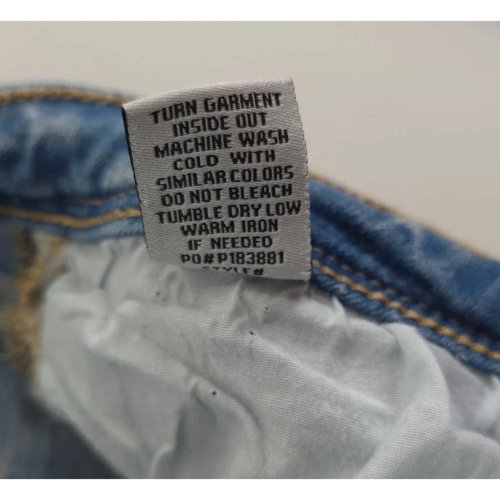 Almost Famous Mid Rise Crop Jeans Jr 13 Light Wash Distressed Raw Hem Zip Ankles